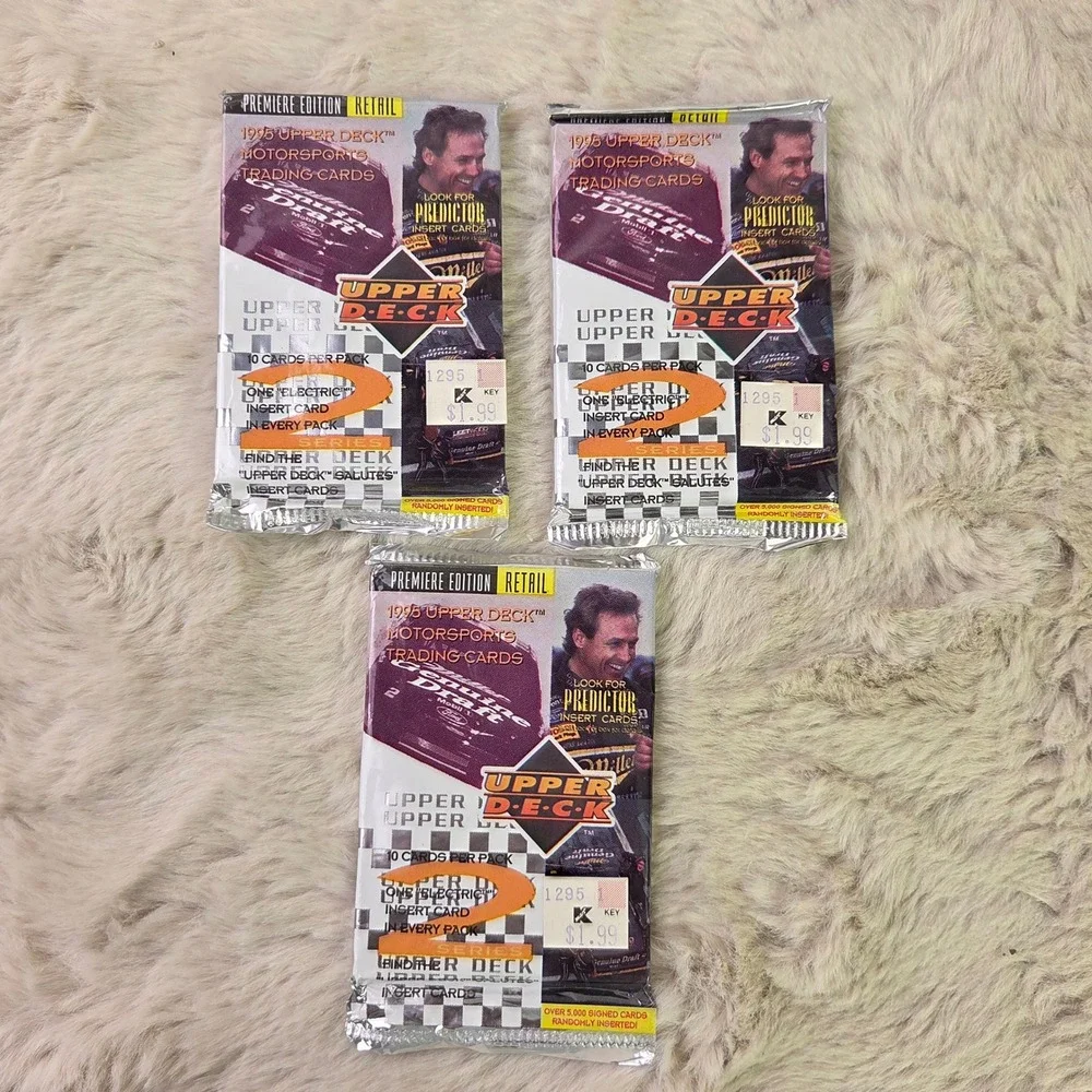 Lot of 3 1995 Upper Deck Motorsports Series 2 Racing Trading Card Packs Sealed